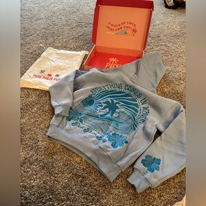 Pink Palm Puff Sweatshirt, Size XXS